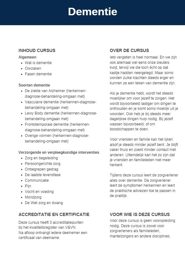 Scholing zorgpersoneel